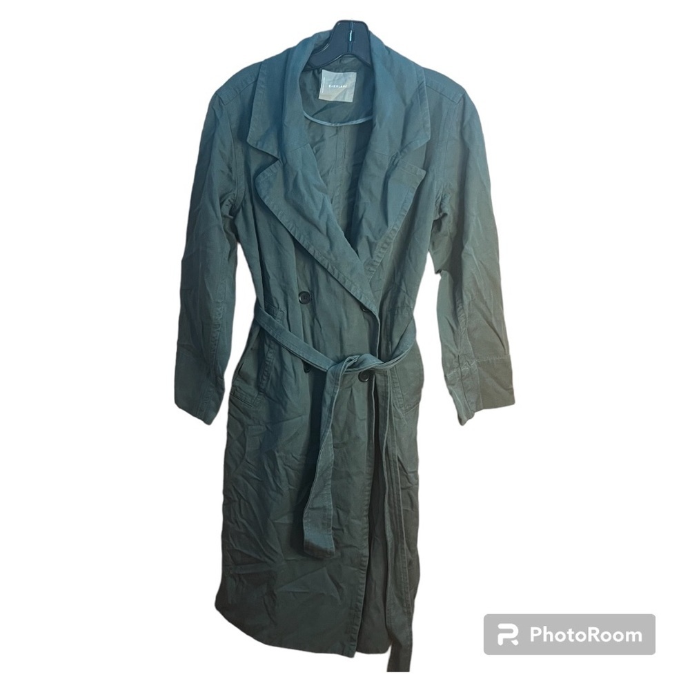 COPY - Everlane Drape Trench houndstooth blue Green pattern size S